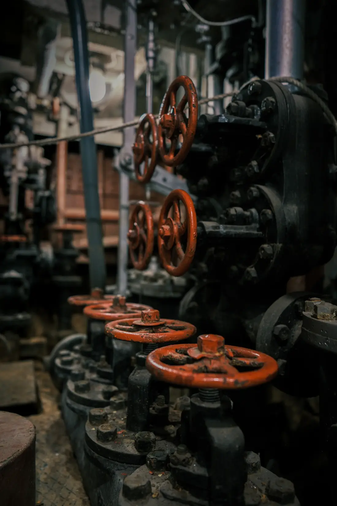 Industrial valves at a process facility